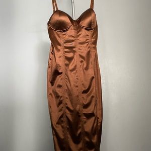 New corset style midi dress. Cognac chocolate colour, bodycon fit.